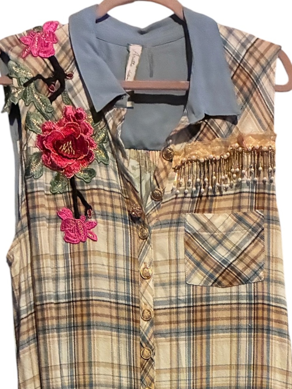 Aratta Plaid & Floral Maxi Dress XL NWT - Picture 5 of 5